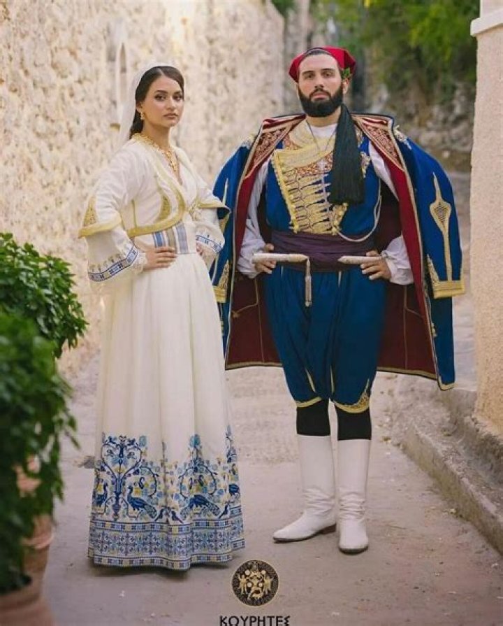 Greek Costume Crete Man Embroid Blue — Blessed Celebration